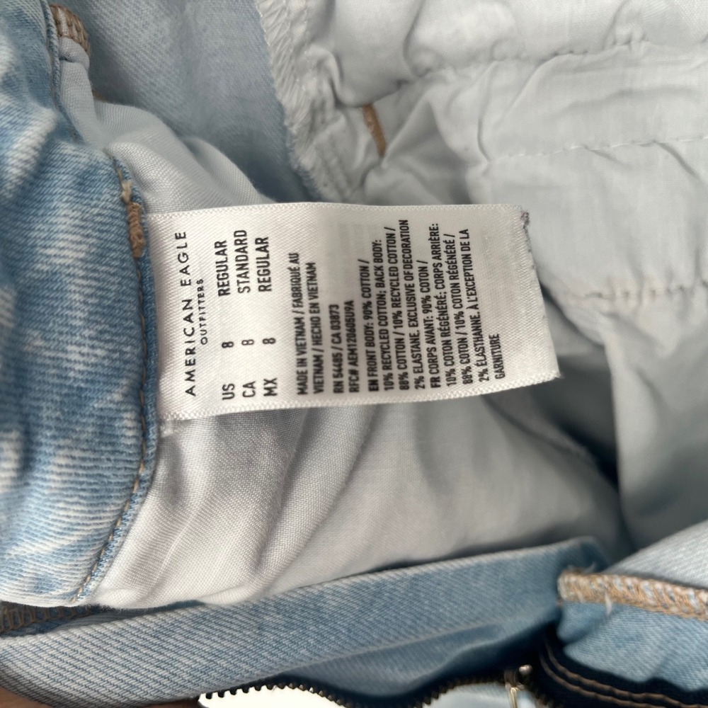 American Eagle Wide Leg Jeans Women Size 8 Light Blue Strigid High Rise Denim - Picture 10 of 15